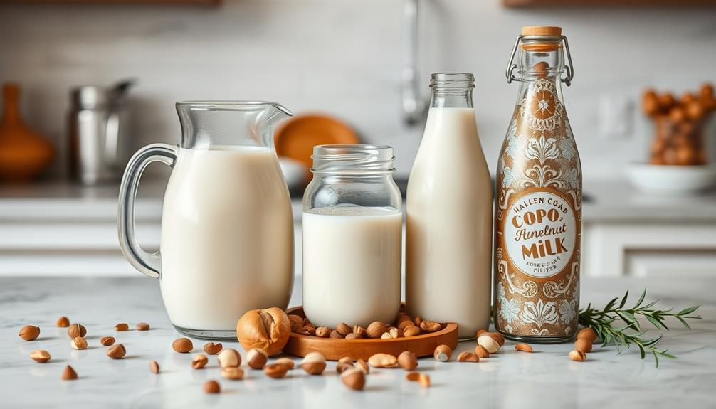 diverse nut milk varieties