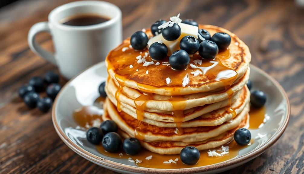 fluffy low carb blueberry pancakes