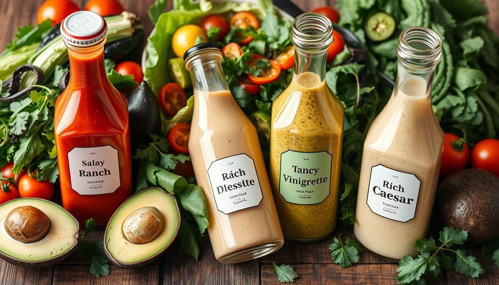 variety of salad dressings