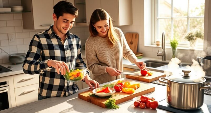 sharing cooking responsibilities together