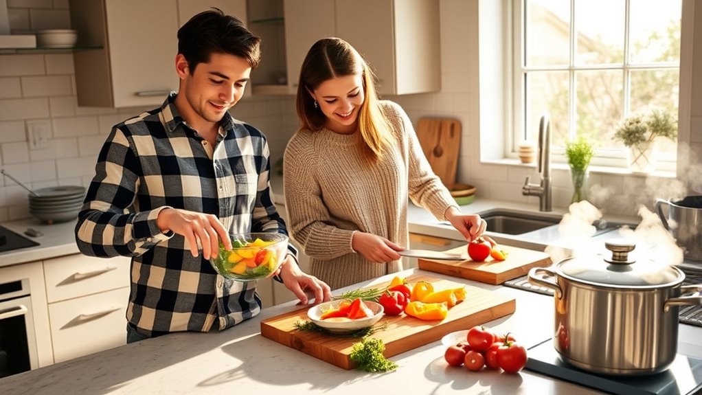 sharing cooking responsibilities together