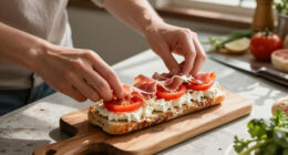 Panino Con Caprino, Pomodori E Prosciutto Crudo