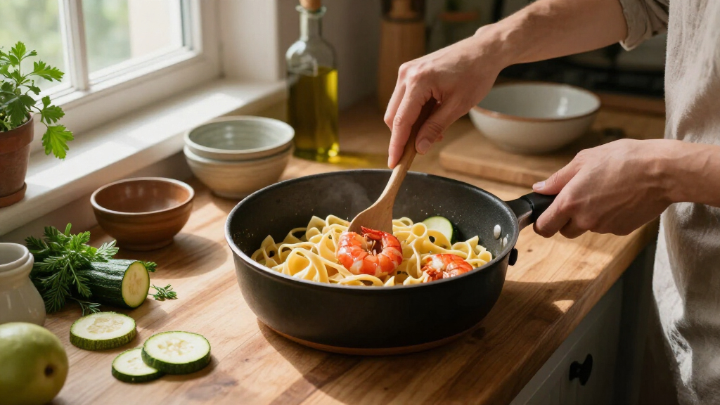 Fusilloni Con Gamberi Rossi E Zucchine