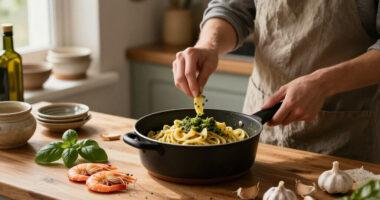 Pici Con Pesto Di Gamberi