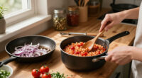 Tomato Risotto With Frizzled Red Onions
