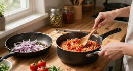 Tomato Risotto With Frizzled Red Onions