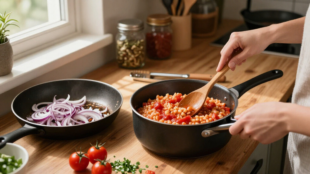 Tomato Risotto With Frizzled Red Onions